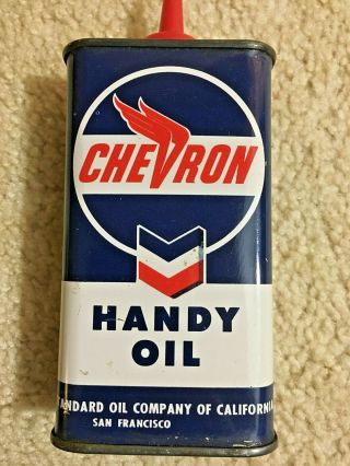 VINTAGE Chevron 4 ounce Handy Oil Tin Metal Can - COOL 3