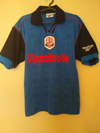 Rare Vintage Bolton Wanderers 1995 1996 Reebok Away Shirt Jersey Size 38 - 40