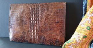 Old Crocodile Skin Leather Travel Case …unisex Real Crocodile Leather