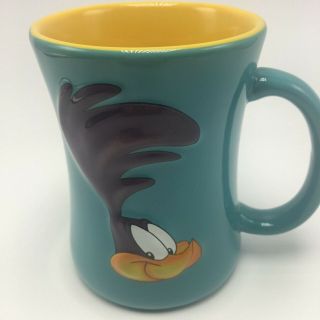 Vintage 90s Looney Tunes Road Runner Coffee Cup Tea Mug Warner Bros Blue Yellow