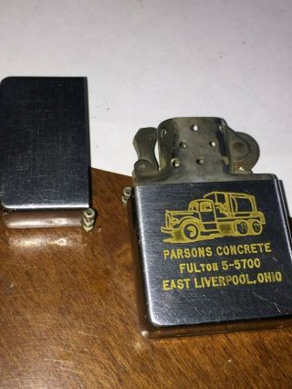 Vintage Zippo Lighter Parsons Concrete East Liverpool Ohio Old Truck Ph Fulton 5