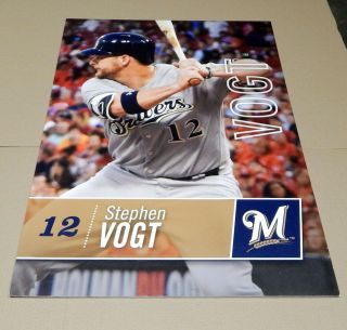 2018 Milwaukee Brewers Stephen Vogt 12 Game Issued Poster Sign 28x40 Jd422080