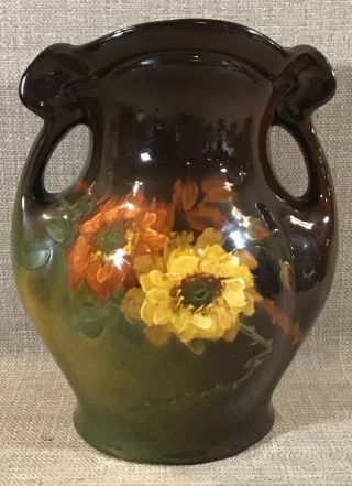 Antique Weller Pottery Louwelsa 2 Handle Vase Artist Signed In Script