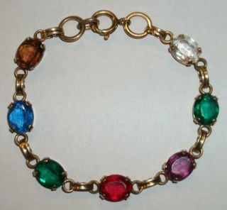 Vintage Bracelet / Van Dell / 1/20 12k Gold Filled Gf / Multi Color Stones