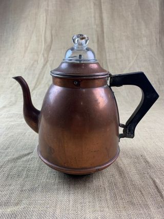 Vintage Copper Coffee Pot Percolator W/ Black Resin Handles N.  Y.  S.  Co