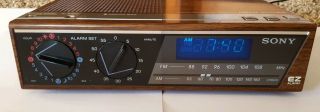 Vintage Sony Ez - 4 Dream Machine Am Fm Digital Alarm Clock Radio Simulated Wood