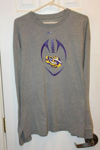 Gray Lsu (louisiana State University) Tigers Football Long - Sleeve T - Shirt - Xl