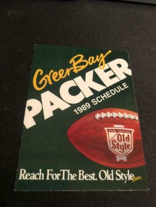 1989 Green Bay Packers Football Pocket Schedule Old Style Beer Version