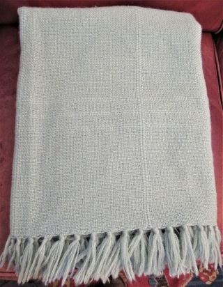 Vtg Three Weavers Houston Handwoven 100 Wool Throw Blanket 77 X 57 " Soft Green