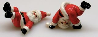 2 Vintage Fitz And Floyd Tumbling Santas Figurines Christmas 1976 Japan Both Vgc