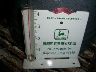 Old Vintage Jd John Deere Dealer Rain Gauge Harry Von Deylen Napoleon,  Ohio,  Farm