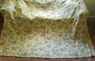 Antique Vtg French Print Linen Drapes Curtains Pair 1of2 1920s Floral Victorian