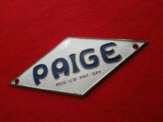 Paige Radiator Car Emblem Rare Vintage Enamel Badge,  1920s,  Very