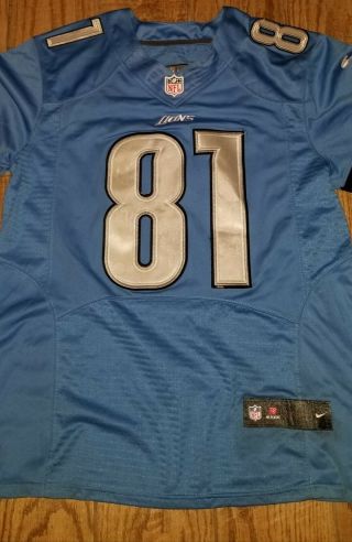 Nike Men ' s Calvin Johnson 81 Detroit Lions Stitched Home Game Football Jersey M 2