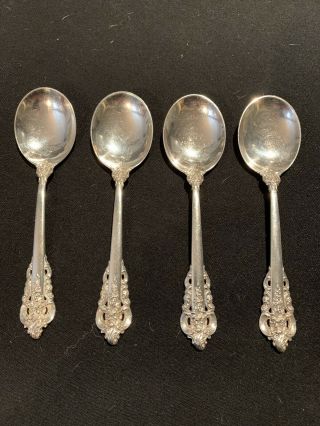 Set Of 12 Wallace Grande Baroque Sterling Silver Cream Soup Spoons,  546 Grams