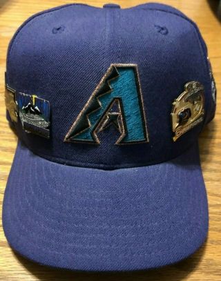 Arizona Diamondbacks Opening Day 7 1/2 " Fitted Cap With Collectible Pins Vintage