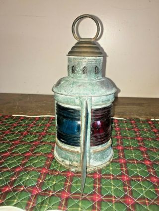 Vintage Nautical Marine Ships Lantern,  Antique Bow Oil Lamp,  Perkins Oil Burner