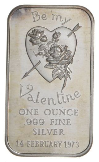 Vintage Art Bar - Be My Valentine 1 Oz.  999 Silver - One Troy Ounce 323