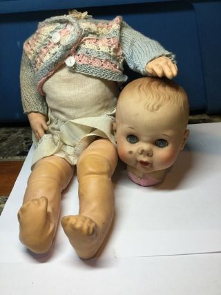 Vintage Old Rubber Doll For Repair Marked Mrp Girl Doll With Sleepy Eyes