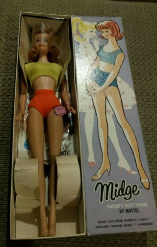 Vintage 1962 Japan Barbie Friend Midge Titian Doll