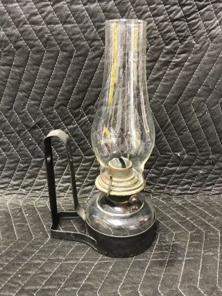 Vintage Oil Kerosene Lamp With Tin Metal Wall Bracket Holder