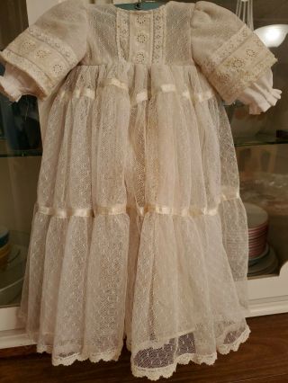 Antique White Doll Dress For French Or German Doll,  French Lace