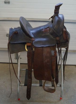Vintage Antique High Back 13 " Roper Saddle Many Upgrades Long Stirrups Fenders