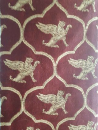Griffin Winged Lion Fabric Gold And Burgundy Heraldic Medieval Gothic Very Thick