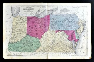 1844 Smith Map United States Pennsylvania Maryland Jersey Ohio Virginia Ky