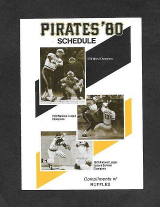 1980 Pittsburgh Pirates Baseball Pocket Schedule