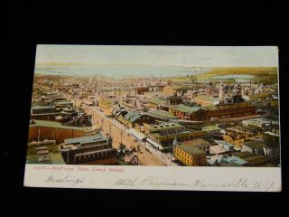 Vintage Postcard,  York City,  Ny,  Aerial View Of Coney Island 1907,  To Elgin,  Wa