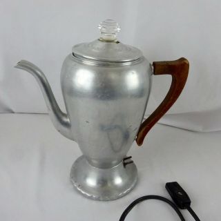 Vintage 5 Cup Aluminum Electric Percolator Coffee Pot Made In Usa