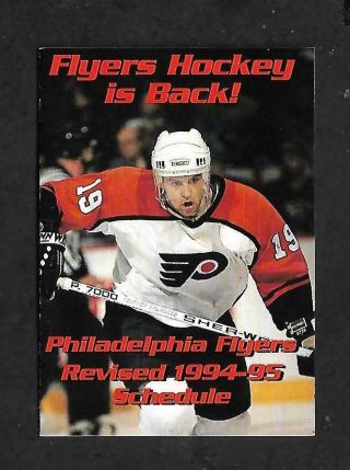 Philadelphia Flyers 1994 - 95 Schedule,  Nhl Hockey,  4 Page Fold,  2 1/2 " X 3 3/4 "