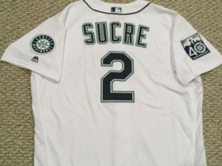 Sucre 2 Size 50 2017 Seattle Mariners Game Jersey White 40th Mlb Holo