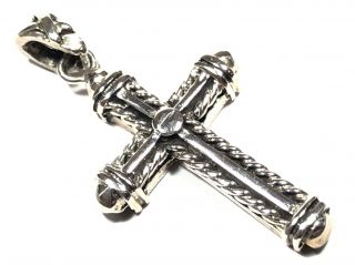 Vintage Ladies Solid Sterling Silver Religious Cross Necklace Pendant - Mexico