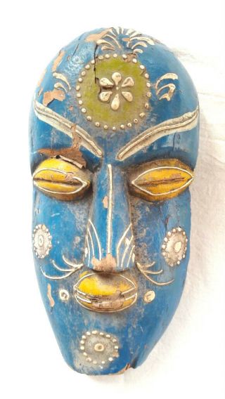 Vintage Old Antique African Tribal Hand Crafted Painted Wooden Mask Home Decor