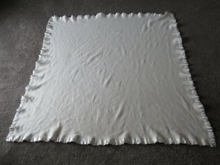 Vintage Large Cream Wool Blanket With Silk Edging 76x76 "