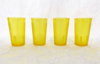 4 Vintage Texan Plastic Cups Yellow Small 3 1/2 Inch