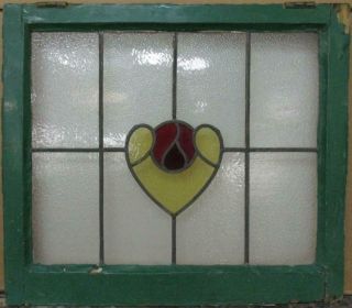 Midsize Old English Leaded Stained Glass Window Abstract Heart 24.  75 " X 21.  75 "
