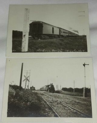 2 Vintage Old 1919 Photos Of Southern Pacific Train On Way To San Leandro Ca