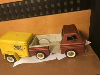 Vintage Structo Grain Company Pressed Steel Toy Truck Cab And Trailer