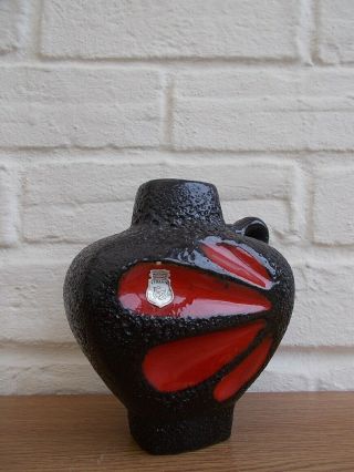 Es Keramik Vintage 70s German Space Age Modernist Fat Lava Red Petal Vase 1