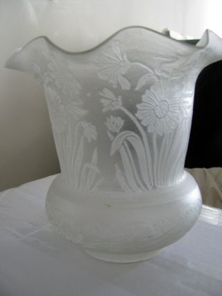Vintage Oil Lamp Shade Etched Decorative