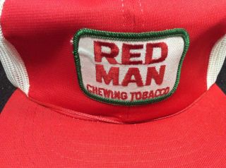 NOS Vtg 70s Red Man Chewing Tobacco America Chew Mesh Trucker Hat PATCH Snapback 2