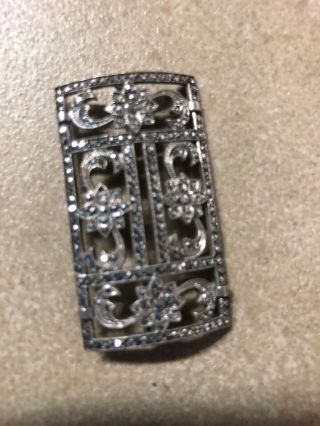 Vintage Sterling Silver Brooch With Marcasites 2