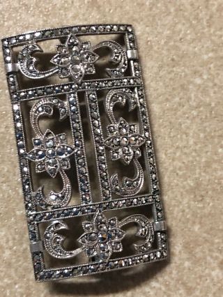 Vintage Sterling Silver Brooch With Marcasites 3