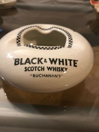 1960s Vintage Old Buchanan ' s Black & White Scotch Whisky Ceramic Ashtray England 2