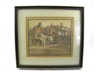Vintage Pencil Drawing & Watercolour Wash By Richard Sayers Lengthening Shadows