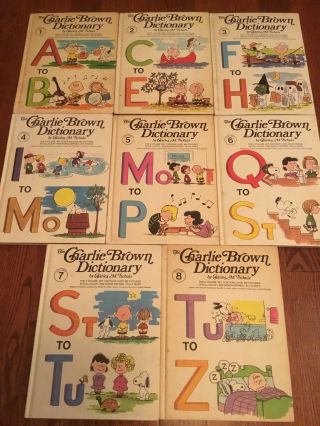 Vintage 1973 The Charlie Brown Dictionary 8 Vol Book Set Charles Schulz Peanuts