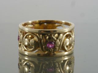 Antique Victorian 14k Yellow Gold Natural Ruby Hand Made Ladies Ring